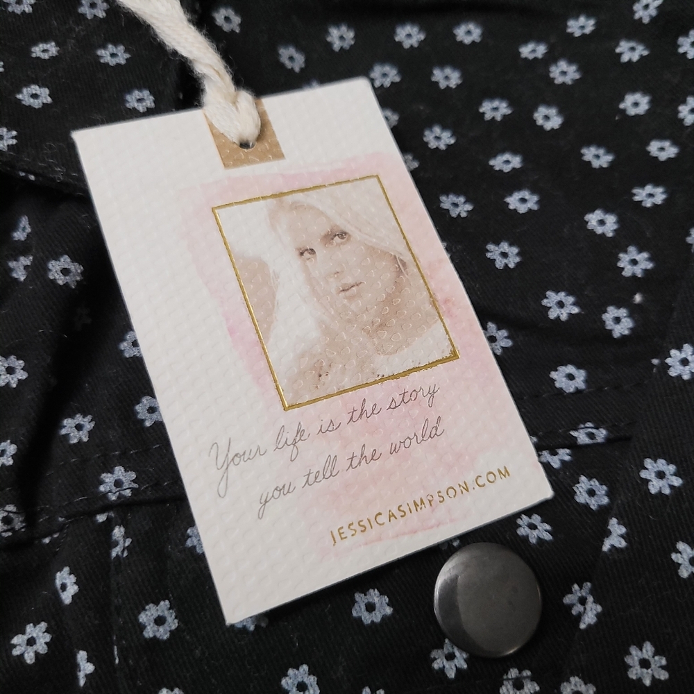 JESSICA SIMPSON GIRLS NWT SIZE 4 BLACK DAISY DENIM JACKET - Picture 2 of 12